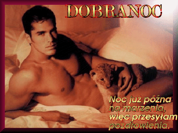 Mężczyzna pozdrawia na dobranoc